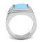 Mens Rings TK3188 Stainless Steel Ring with Synthetic in Sea Blue