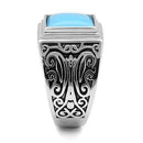 Mens Rings TK3188 Stainless Steel Ring with Synthetic in Sea Blue