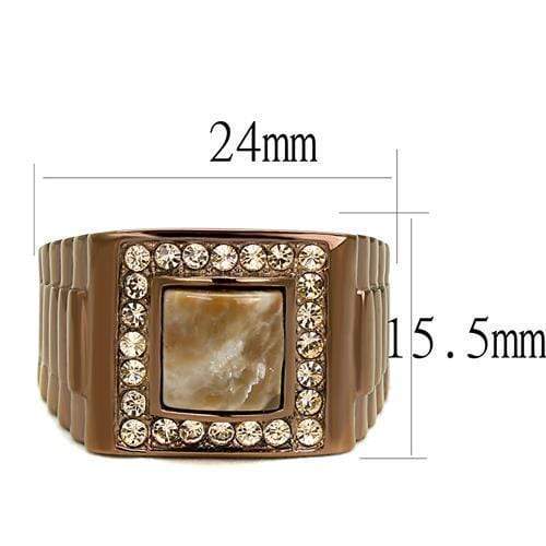 Mens Rings TK3190 Coffee light Stainless Steel Ring with Semi-Precious