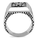 Mens Rings TK3191 Stainless Steel Ring with Semi-Precious in Jet