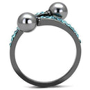Mens Rings TK3204 Light Black  (Gun) Stainless Steel Ring with Synthetic