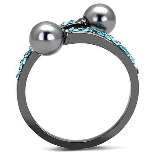 Mens Rings TK3204 Light Black  (Gun) Stainless Steel Ring with Synthetic