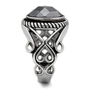 Mens Rings TK322 Stainless Steel Ring with AAA Grade CZ in Black Diamond