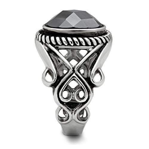 Mens Rings TK322 Stainless Steel Ring with AAA Grade CZ in Black Diamond