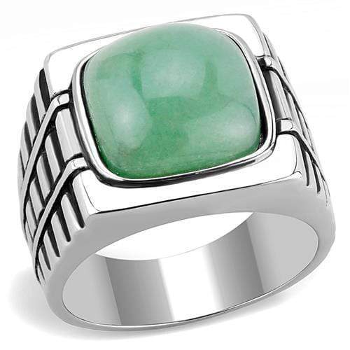 Mens Rings TK3229 Stainless Steel Ring with Synthetic in Emerald