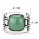 Mens Rings TK3229 Stainless Steel Ring with Synthetic in Emerald