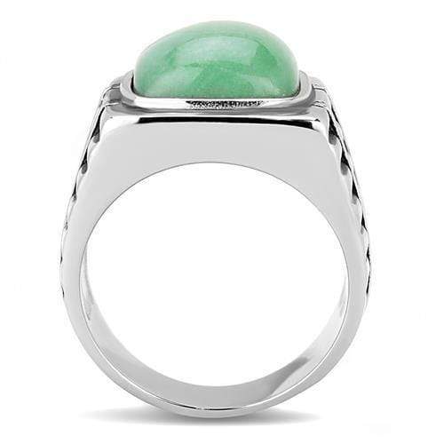 Mens Rings TK3229 Stainless Steel Ring with Synthetic in Emerald