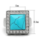 Mens Rings TK323 Stainless Steel Ring with Synthetic in Sea Blue