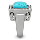 Mens Rings TK323 Stainless Steel Ring with Synthetic in Sea Blue