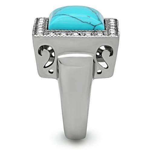 Mens Rings TK323 Stainless Steel Ring with Synthetic in Sea Blue