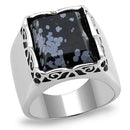 Mens Rings TK3230 Stainless Steel Ring with Semi-Precious in Jet