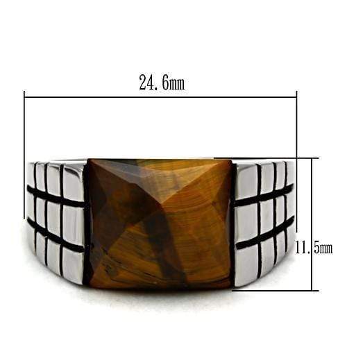 Silver Jewelry Rings Mens Rings TK324 Stainless Steel Ring with Semi-Precious in Smoked Quartz Alamode Fashion Jewelry Outlet