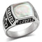 Mens Rings TK325 Stainless Steel Ring with Precious Stone in Gray