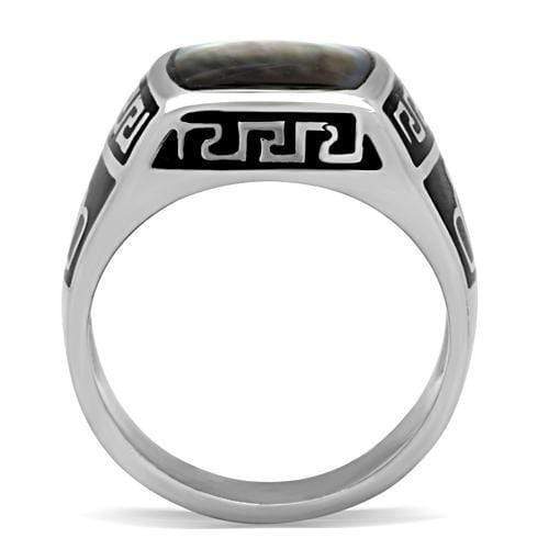 Silver Jewelry Rings Mens Rings TK325 Stainless Steel Ring with Precious Stone in Gray Alamode Fashion Jewelry Outlet