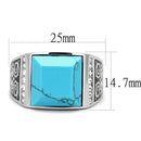 Silver Jewelry Rings Mens Rings TK3274 Stainless Steel Ring with Synthetic in Sea Blue Alamode