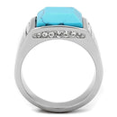 Silver Jewelry Rings Mens Rings TK3274 Stainless Steel Ring with Synthetic in Sea Blue Alamode