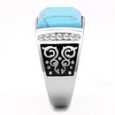 Silver Jewelry Rings Mens Rings TK3274 Stainless Steel Ring with Synthetic in Sea Blue Alamode