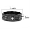 Mens Rings TK3275 Light Black  (Gun) Stainless Steel Ring with CZ