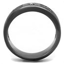 Mens Rings TK3275 Light Black  (Gun) Stainless Steel Ring with CZ