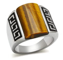 Mens Rings TK328 Stainless Steel Ring with Semi-Precious in Smoked Quartz