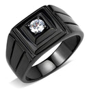 Silver Jewelry Rings Mens Rings TK3466 Black - Stainless Steel Ring with AAA Grade CZ Alamode Fashion Jewelry Outlet