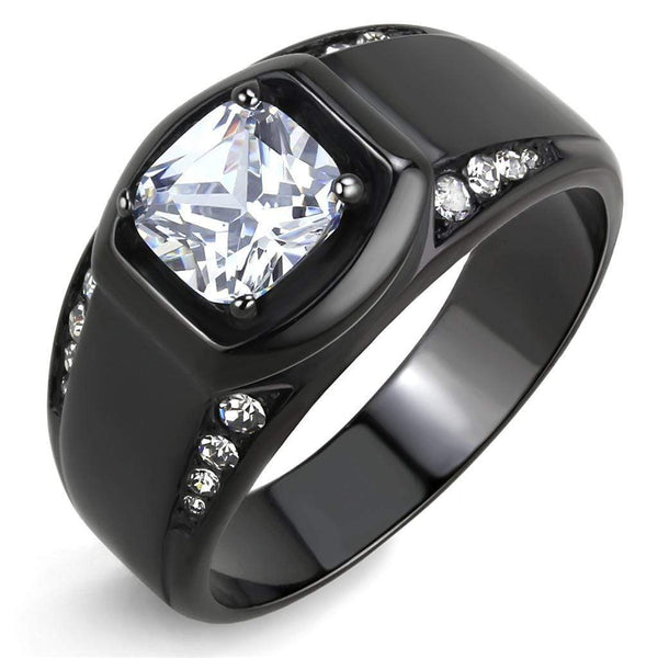 Mens Rings TK3467 Black - Stainless Steel Ring with AAA Grade CZ