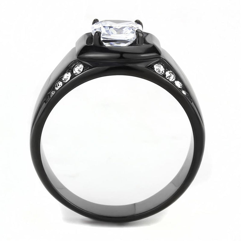 Silver Jewelry Rings Mens Rings TK3467 Black - Stainless Steel Ring with AAA Grade CZ Alamode Fashion Jewelry Outlet