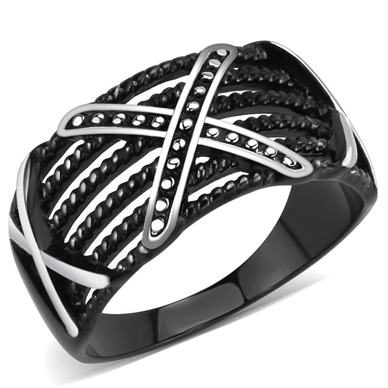 Silver Jewelry Rings Mens Rings TK3468 Black - Stainless Steel Ring Alamode Fashion Jewelry Outlet