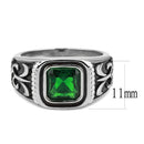 Silver Jewelry Rings Mens Rings TK3616 Stainless Steel Ring with Synthetic in Emerald Alamode Fashion Jewelry Outlet