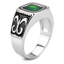 Mens Rings TK3616 Stainless Steel Ring with Synthetic in Emerald