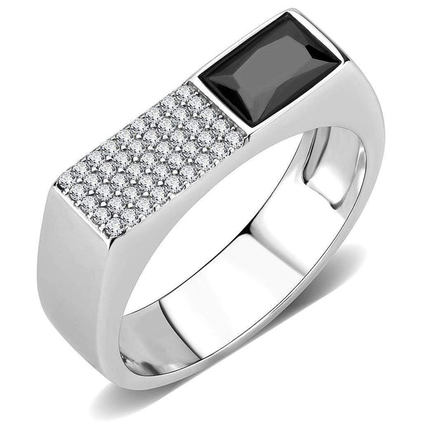 Silver Jewelry Rings Mens Stainless Steel Rings DA252 Stainless Steel Ring with CZ Alamode Fashion Jewelry Outlet