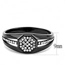 Silver Jewelry Rings Mens Stainless Steel Rings DA282 Black - Stainless Steel Ring with CZ Alamode Fashion Jewelry Outlet