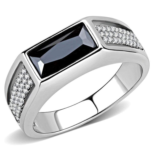 Silver Jewelry Rings Mens Stainless Steel Rings DA284 Stainless Steel Ring with CZ Alamode Fashion Jewelry Outlet