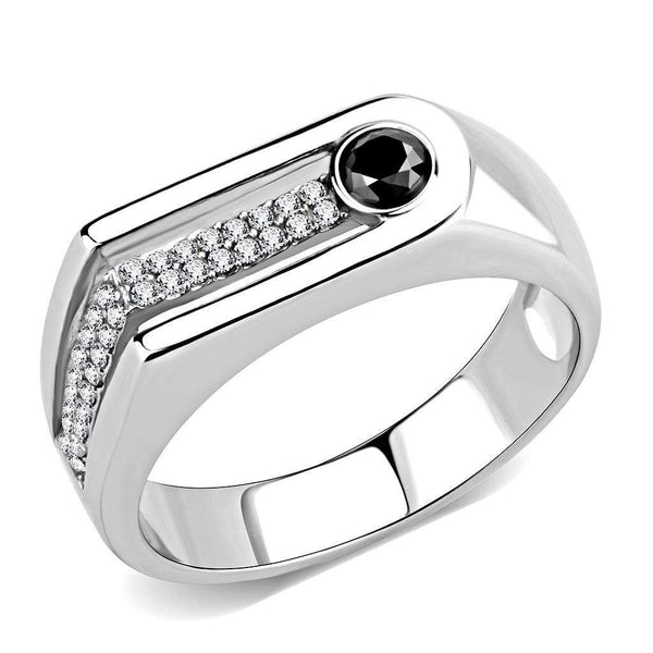 Silver Jewelry Rings Mens Stainless Steel Rings DA286 Stainless Steel Ring with CZ Alamode Fashion Jewelry Outlet