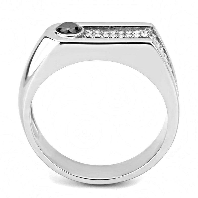 Silver Jewelry Rings Mens Stainless Steel Rings DA286 Stainless Steel Ring with CZ Alamode Fashion Jewelry Outlet