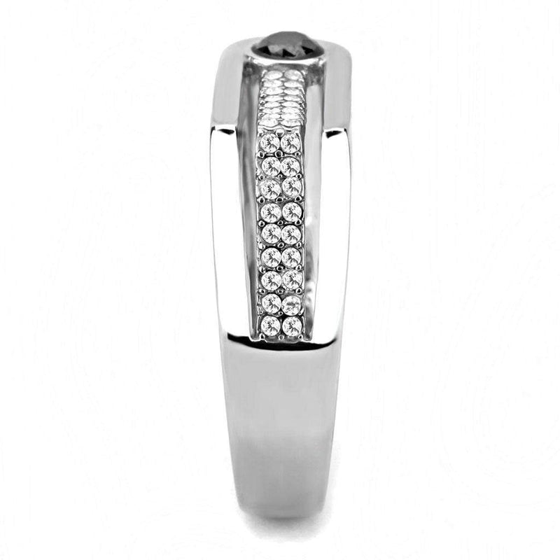 Silver Jewelry Rings Mens Stainless Steel Rings DA286 Stainless Steel Ring with CZ Alamode Fashion Jewelry Outlet