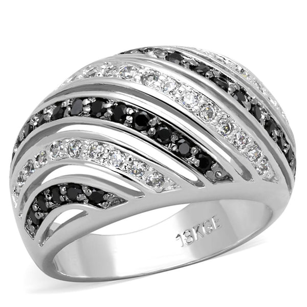 Mens Stainless Steel Rings LO3399 Rhodium + Ruthenium Brass Ring with CZ