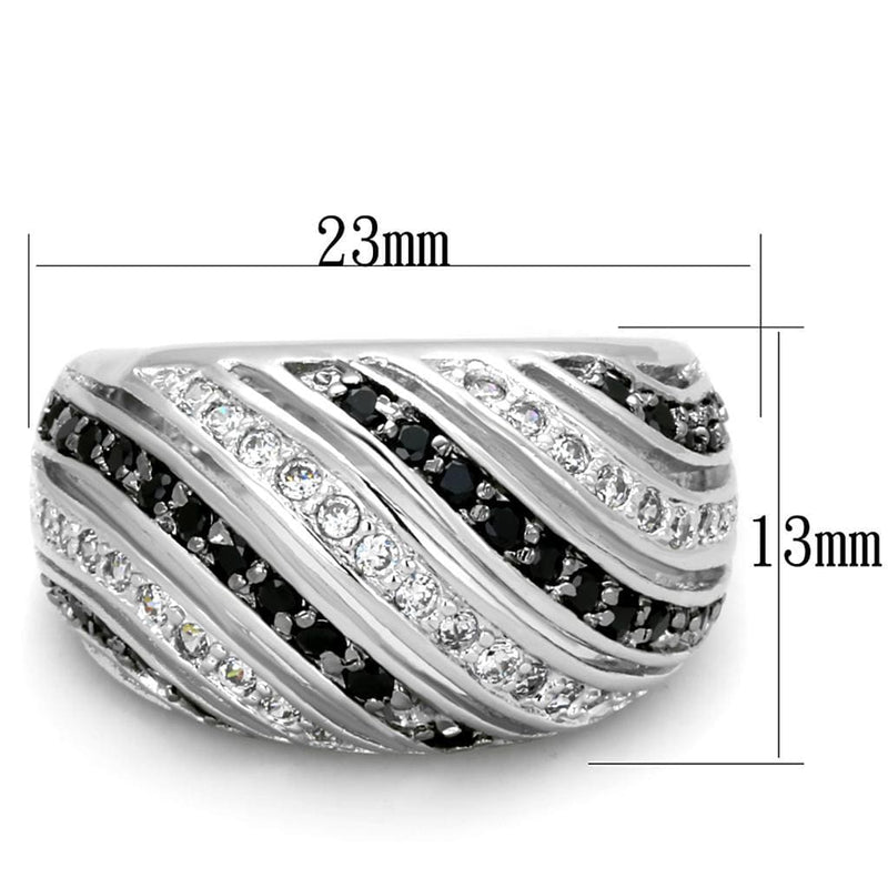 Mens Stainless Steel Rings LO3399 Rhodium + Ruthenium Brass Ring with CZ