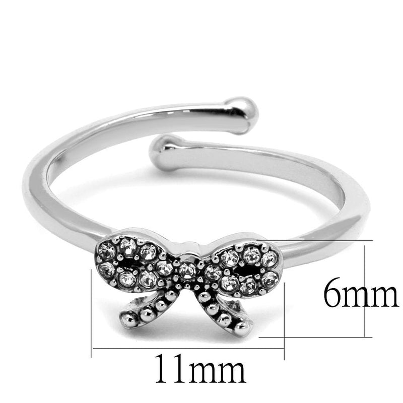 Mens Stainless Steel Rings LO4041 Rhodium Brass Ring with Crystal