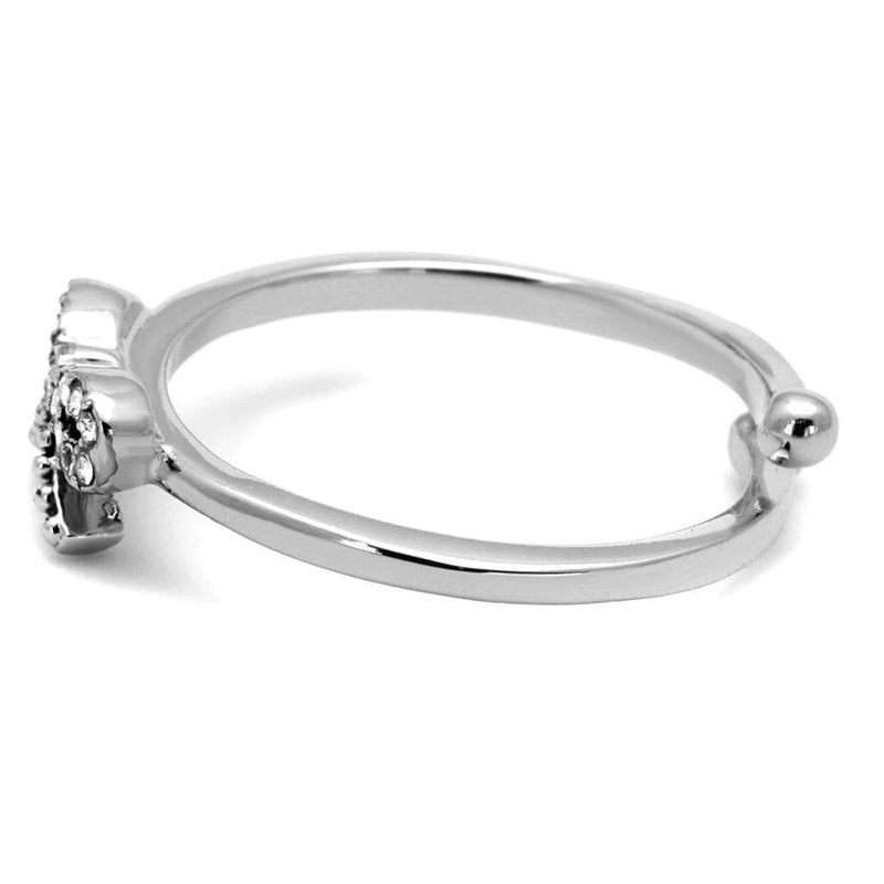 Mens Stainless Steel Rings LO4041 Rhodium Brass Ring with Crystal