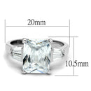 Mens Stainless Steel Rings LO4091 Rhodium Brass Ring with AAA Grade CZ