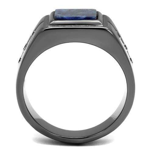 Mens Wedding Rings TK3006 Stainless Steel Ring with Blue Sand