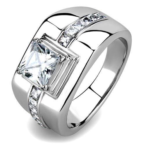 Mens Wedding Rings TK3011 Stainless Steel Ring with AAA Grade CZ