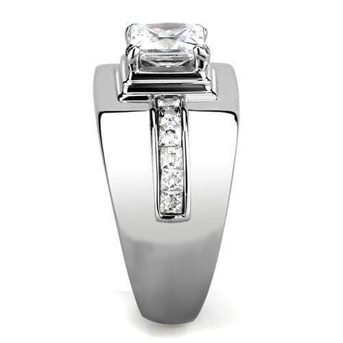 Mens Wedding Rings TK3011 Stainless Steel Ring with AAA Grade CZ