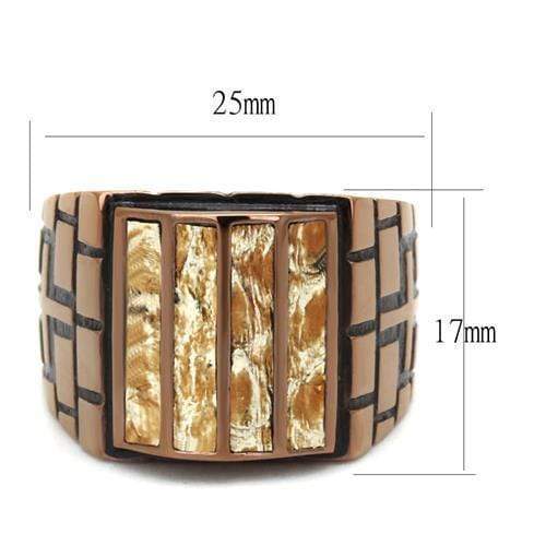 Mens Wedding Rings TK3077 Coffee light Stainless Steel Ring with Leather