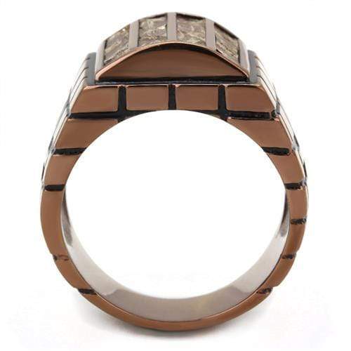 Mens Wedding Rings TK3077 Coffee light Stainless Steel Ring with Leather