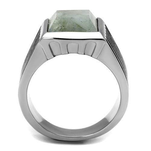 Mens Wedding Rings TK3113 Stainless Steel Ring with Synthetic in Gray