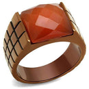 Mens Wedding Rings TK3114 Coffee light Stainless Steel Ring with Semi-Precious