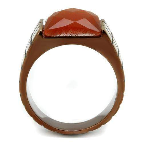 Mens Wedding Rings TK3114 Coffee light Stainless Steel Ring with Semi-Precious