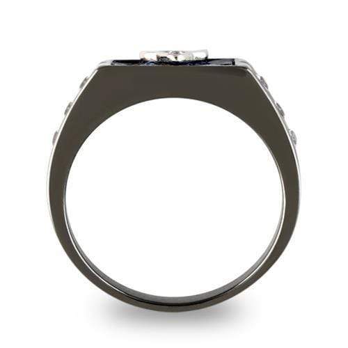 Mens Wedding Rings TK3116 Two-Tone Black Stainless Steel Ring with CZ